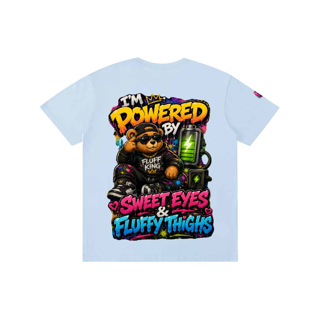 Pure Cotton Unisex T-Shirt w/ Custom Graphic Design_I'm Powered By_Back & FGN Logo_Right Sleeve