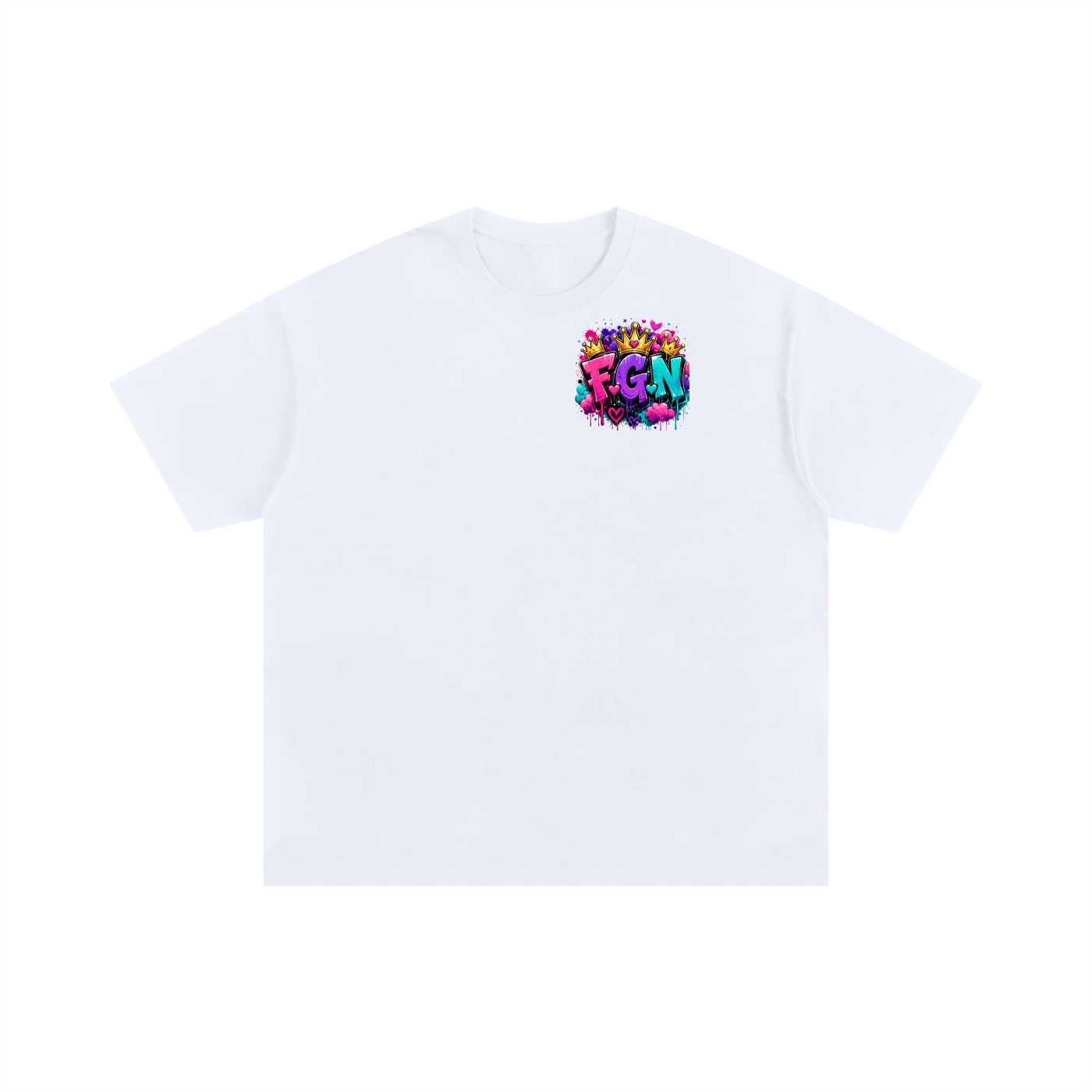 Unisex Oversized Cotton T-Shirt w/ Custom FGN Logo Front & K.M.F Graphic Design Back