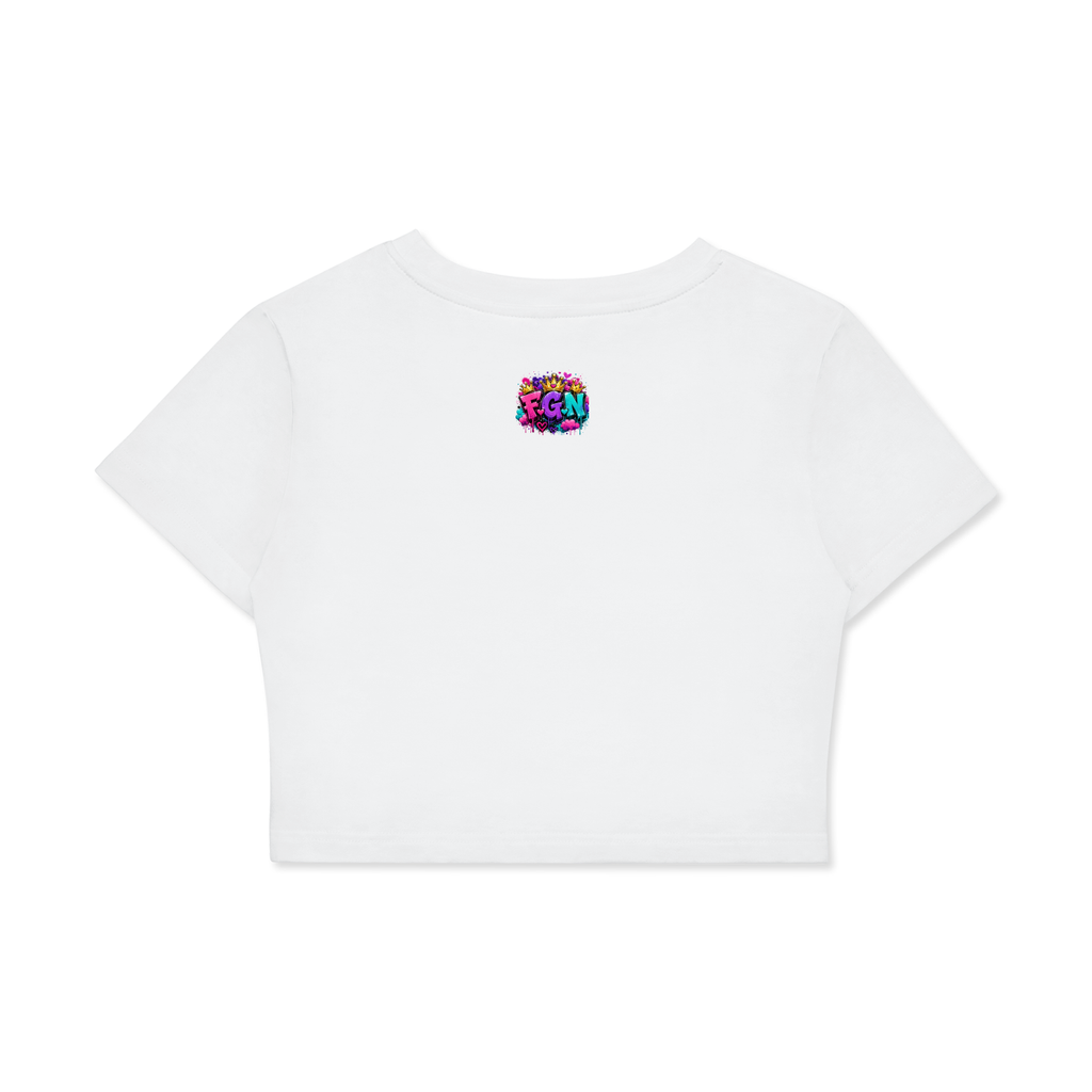 Fitted Crop Cotton T-Shirt w/ Custom Graphic Design-You're Skinner Than Me Not Front & FGN Logo Back