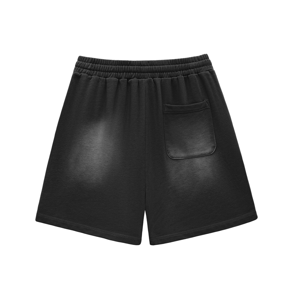 Sun Fade Raw Edge Cotton Shorts w/Custom FGN Kiss My Fluff Graphic Design Front