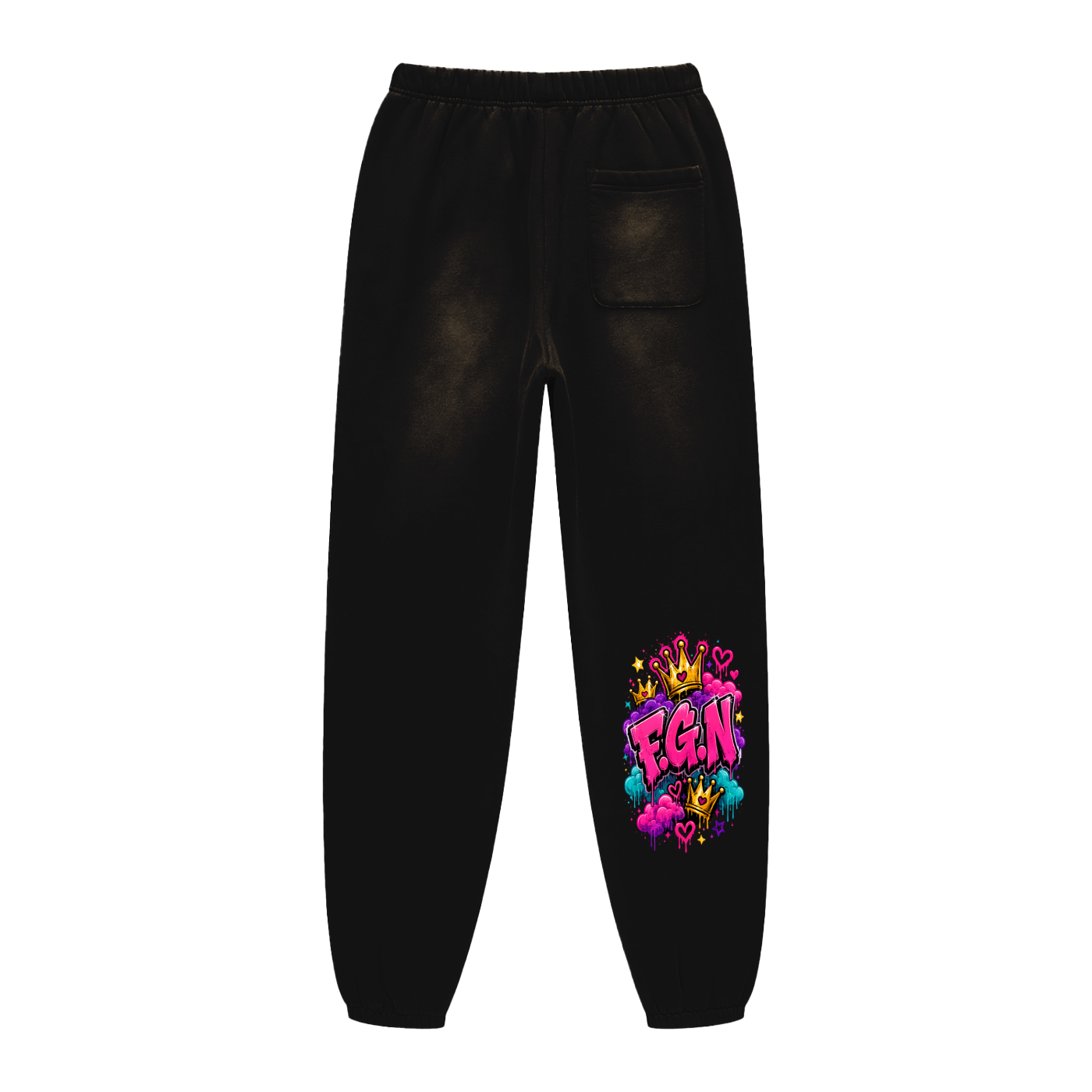 Sunfade Fleeced Sweatpants w/ Custom Graphic Design Front & FGN Logo Back