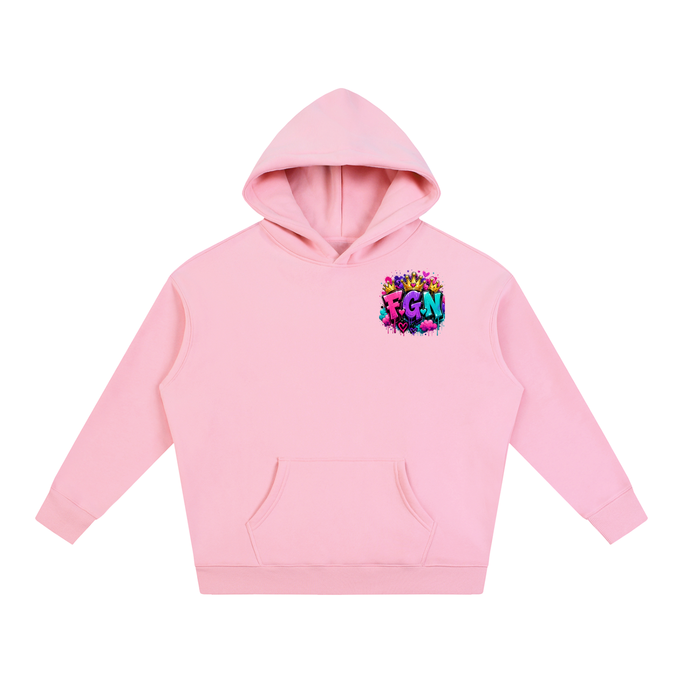 Oversize Fleeced Hoodie w/ Custom FGN Logo Front & FGN Graphic Design Back
