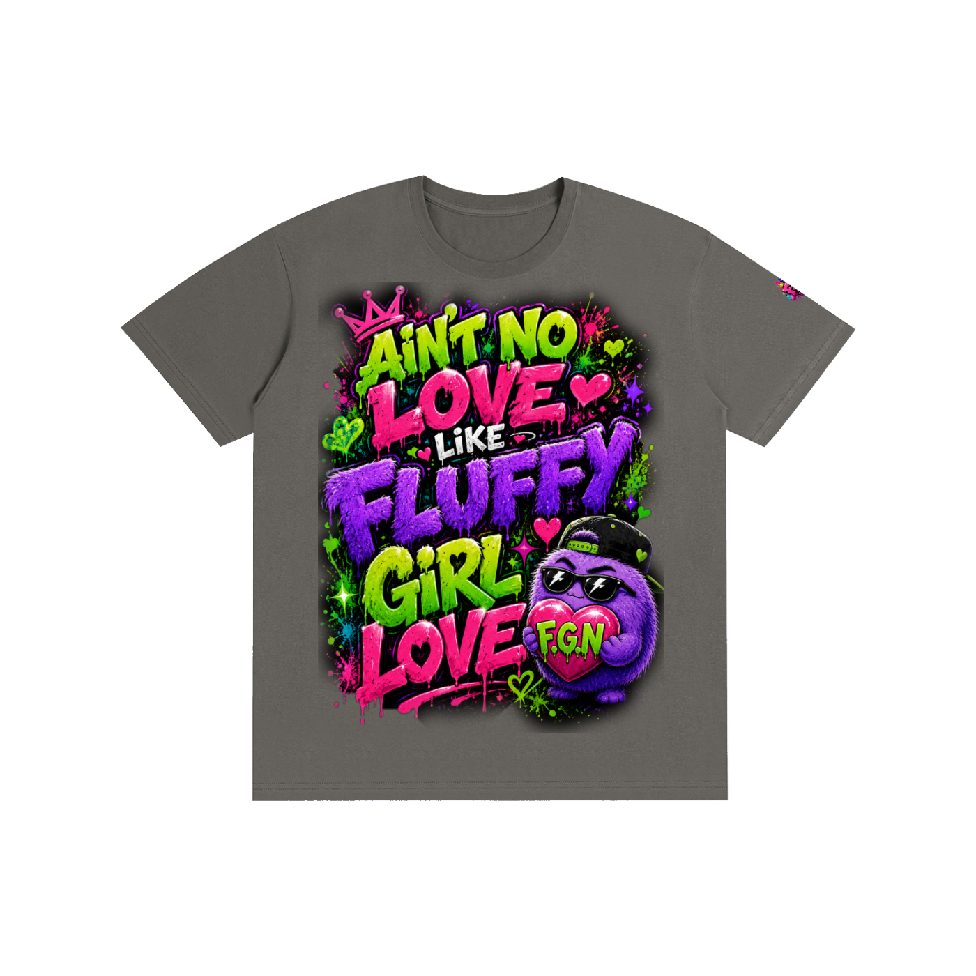 Pure Cotton Unisex T-Shirt w/ Custom Graphic Design_Ain't No Love_Front & FGN Logo_Left Sleeve