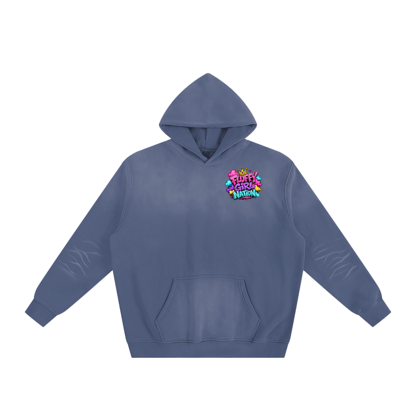 Sunfade Fleeced Hoodie w/ Custom FGN Logo Graphic Design Front & FGN Logo w/Girl Back