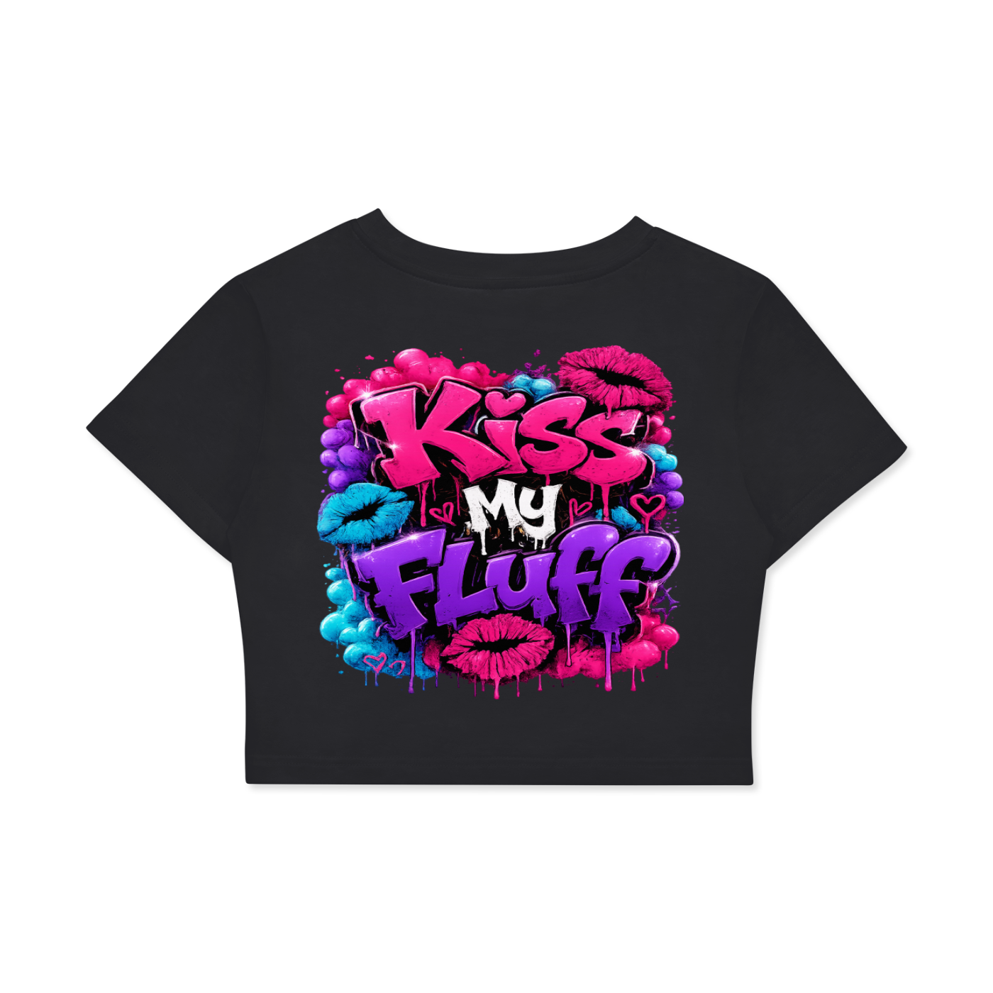Fitted Crop Cotton T-Shirt w/ Custom FGN Logo-Front & K.M.F Graphic Design Back