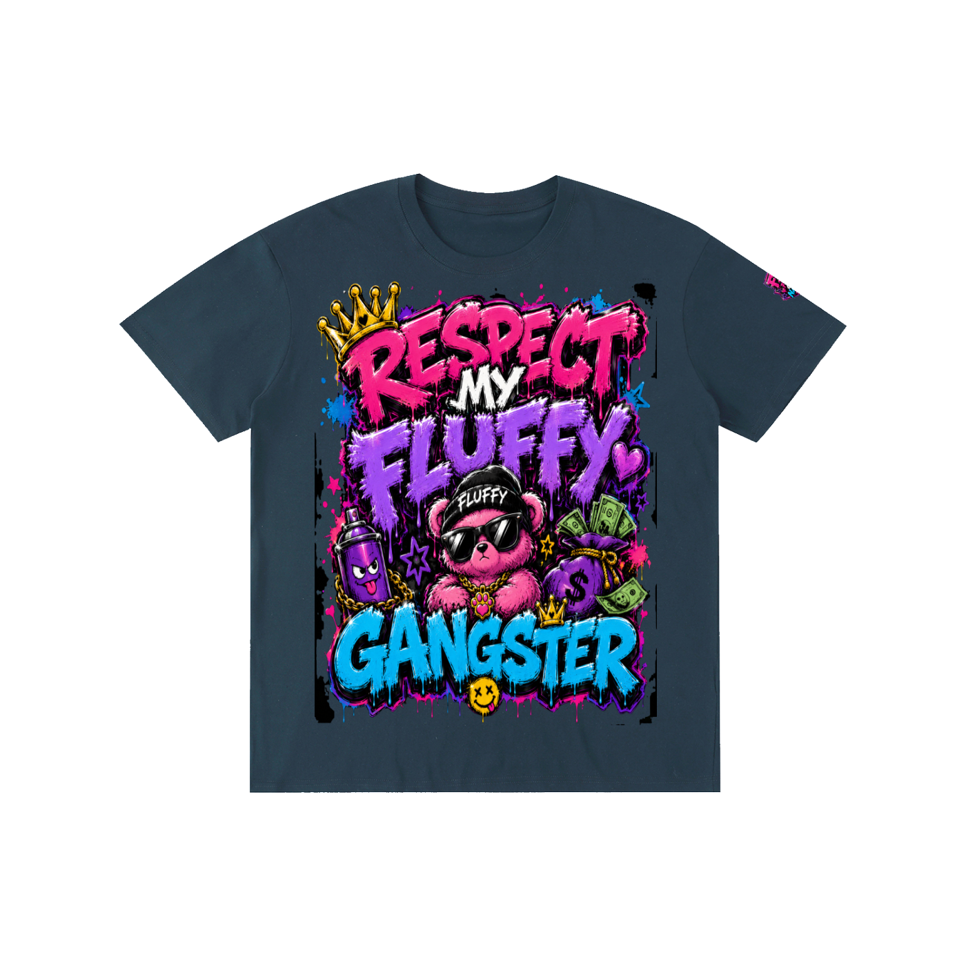 Pure Cotton Unisex T-Shirt w/ Custom Graphic Design _ Repect My Fluffy_Front & FGN Logo_Left Sleeve