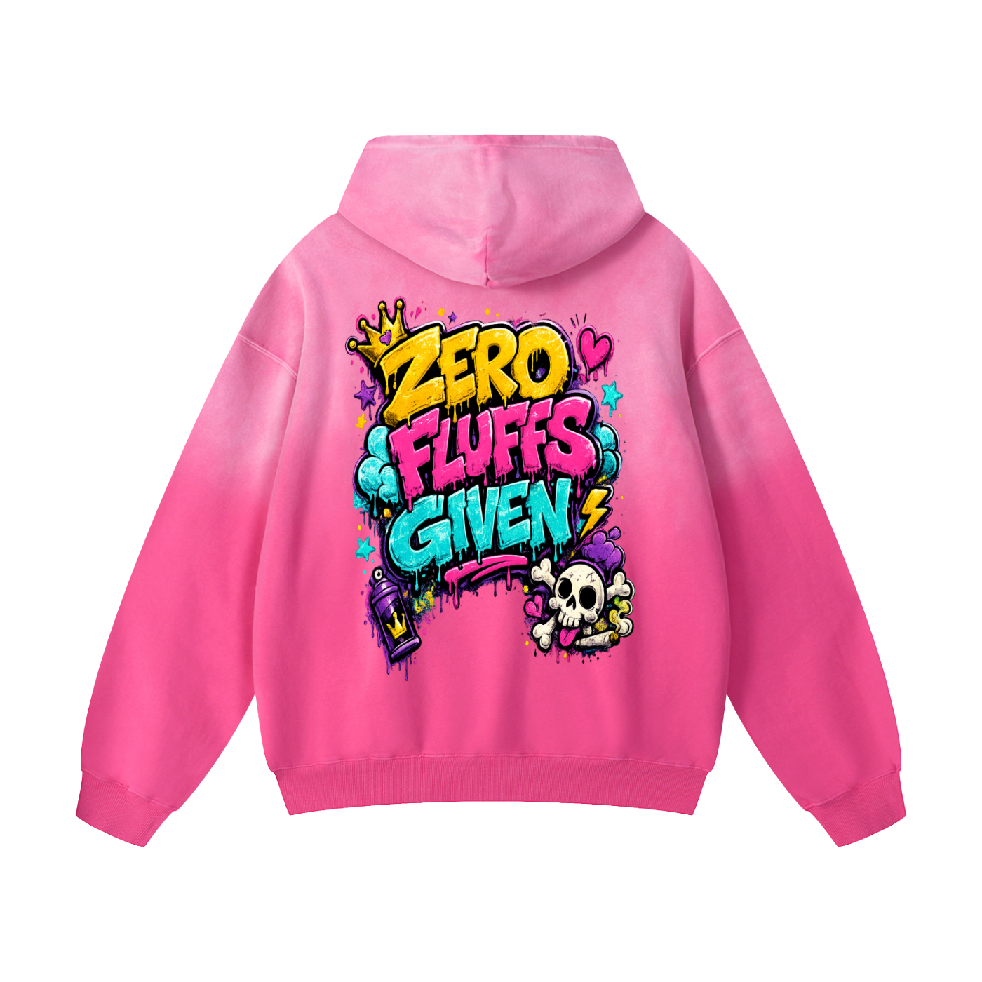 Heavyweight Sunfade Oversized Hoodie w/ Custom FGN Logo Front & Zero Fluffs Given Graphic Design Back