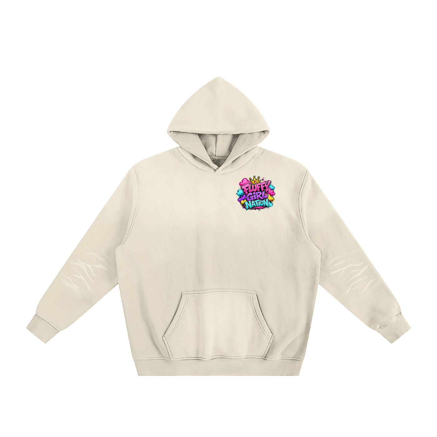 Sunfade Fleeced Hoodie w/ Custom FGN Logo Graphic Design Front & FGN Logo w/Girl Back