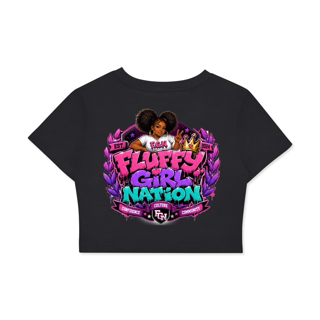 Fitted Crop Cotton T-Shirt w/ Custom FGN Logo Front &  University Logo Graphic Design Back