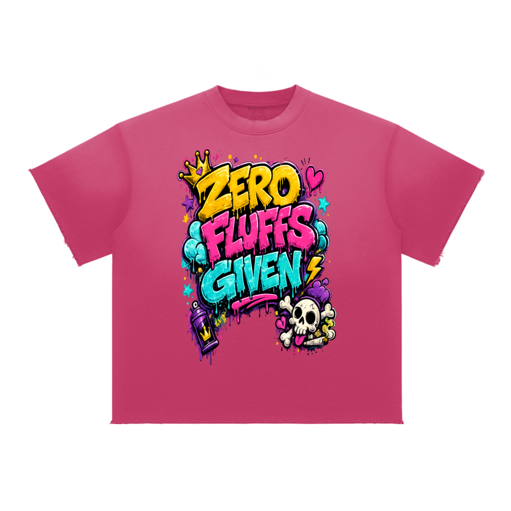 Sun Fade Raw Edge T-Shirt w/ Custom Graphic Design Zero Fluffs Given...Front