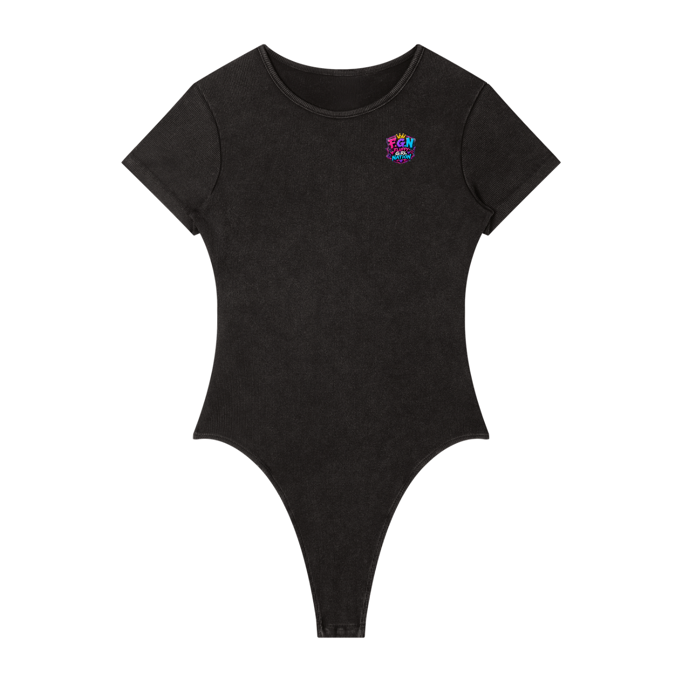 Women's Mineral Wash Crewneck Bodysuit w/ Custom Graphic Design_F.C.C_Back & FGN Logo_Front