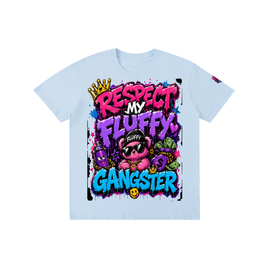 Pure Cotton Unisex T-Shirt w/ Custom Graphic Design _ Repect My Fluffy_Front & FGN Logo_Left Sleeve