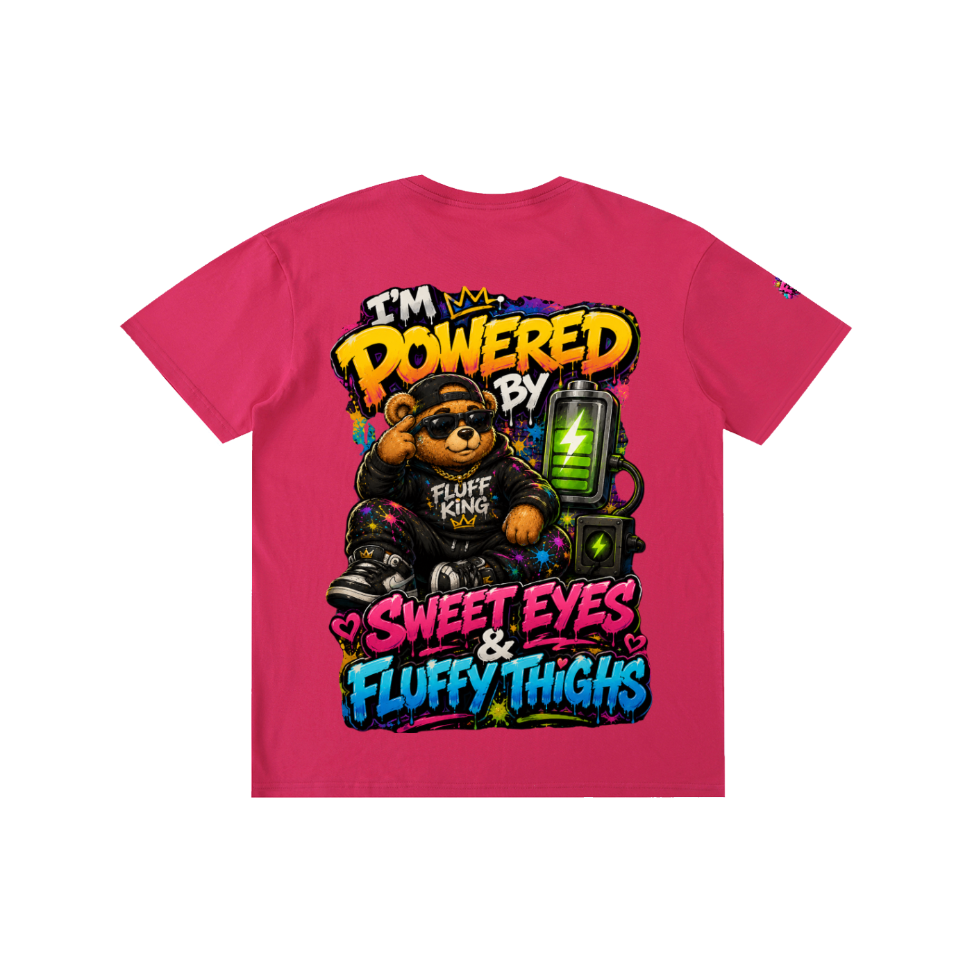 Pure Cotton Unisex T-Shirt w/ Custom Graphic Design_I'm Powered By_Back & FGN Logo_Right Sleeve