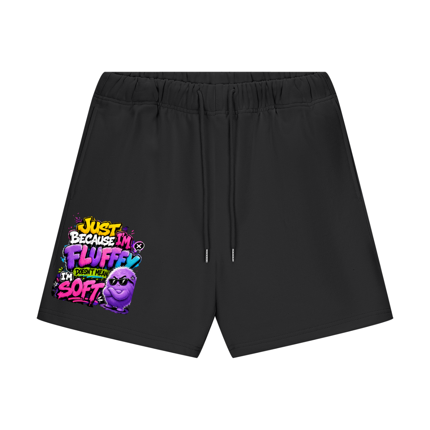 Unisex Heavyweight Fleece Loose Fit Shorts w/ Custom FGN Graphic Design-Just Because I'm Fluffy Front