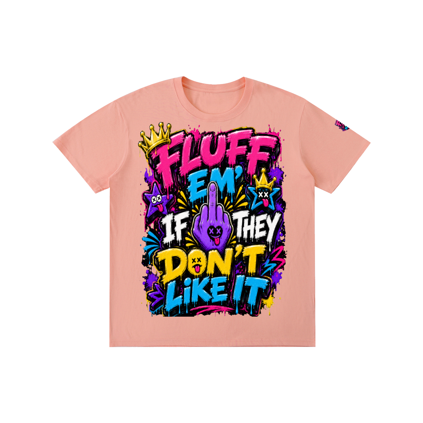 Pure Cotton Unisex T-Shirt w/ Custom Graphic Design _Fluff Em_Front & FGN Logo on Left Sleeve