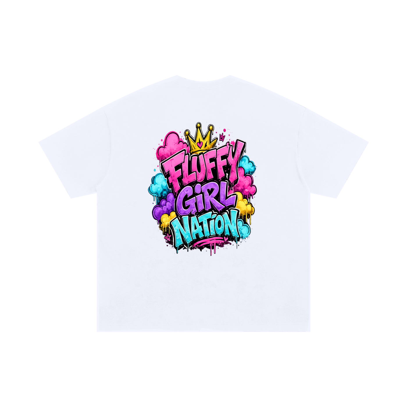 Unisex Oversized Cotton T-Shirt w/ Custom FGN Logo Front & Fluffy Girl Nation Logo Back