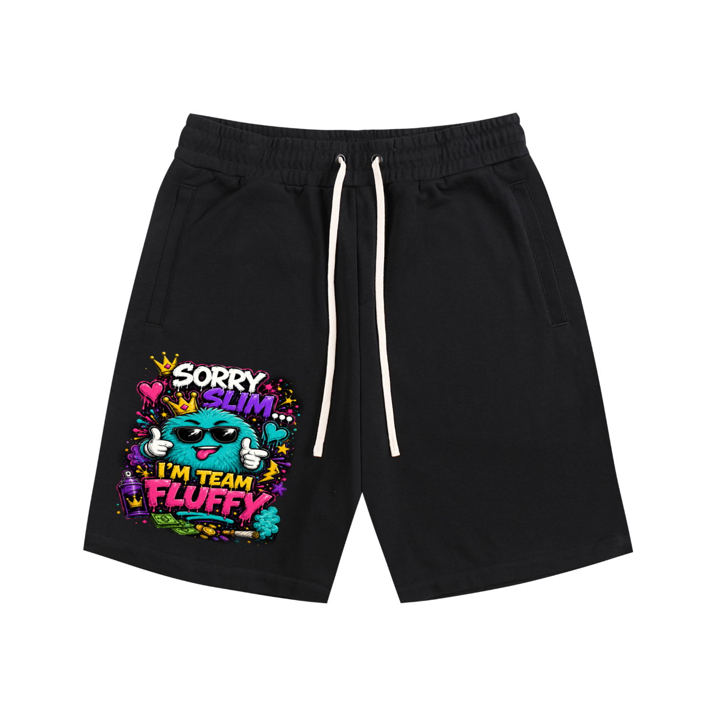 Essential Cotton Shorts w/ Custom Graphic Design_Sorry Slim I'm_Front