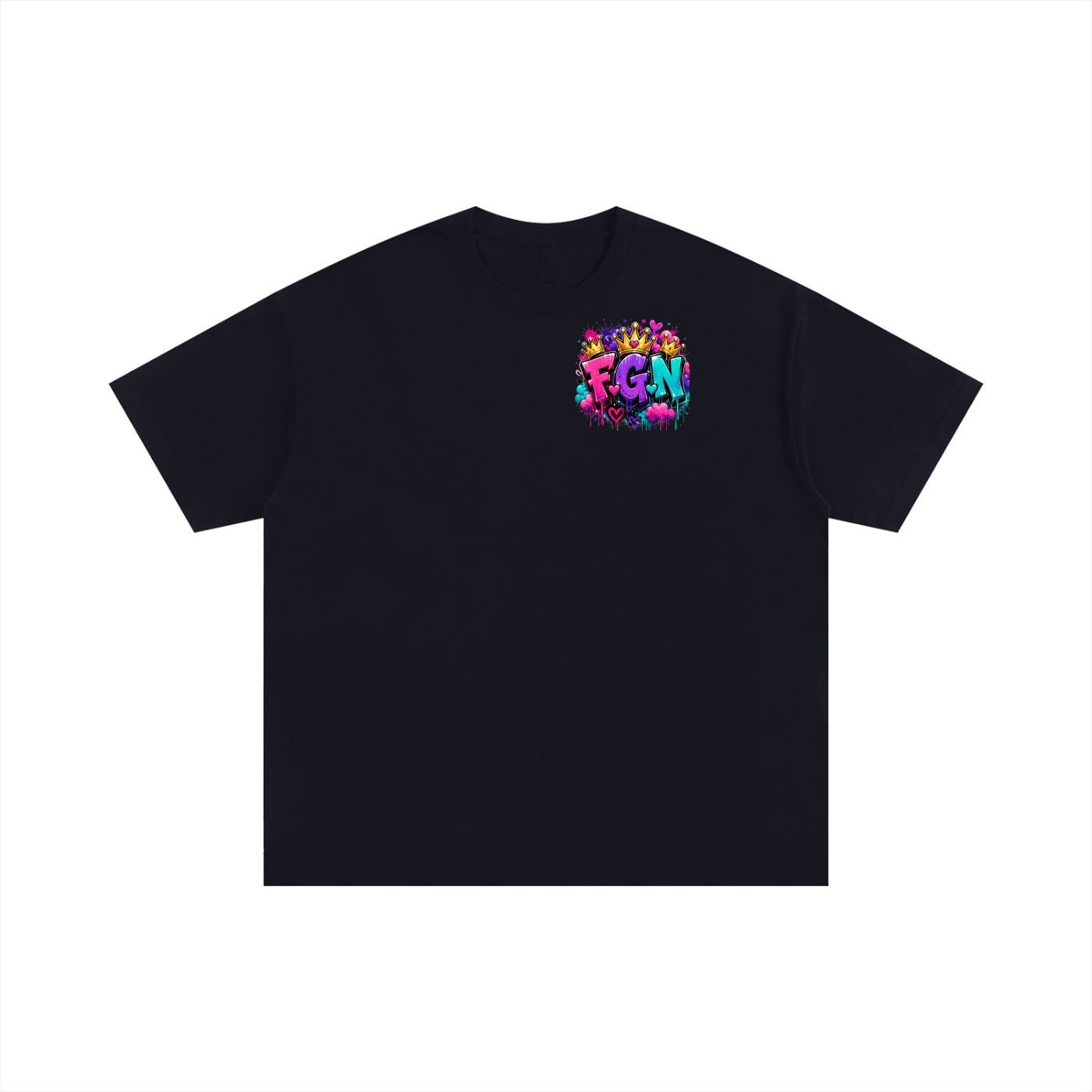 Unisex Oversized Cotton T-Shirt w/ Custom FGN Logo Front & K.M.F Graphic Design Back