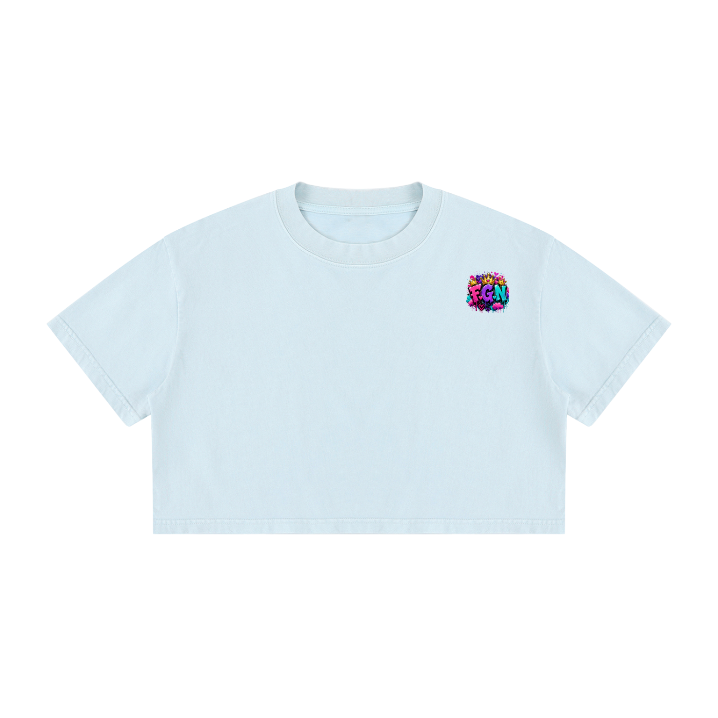 Women's Mineral Wash Cotton Crop T-Shirt w/Custom Graphic Design_Only Real Men Can_Back & FGN Logo_Front
