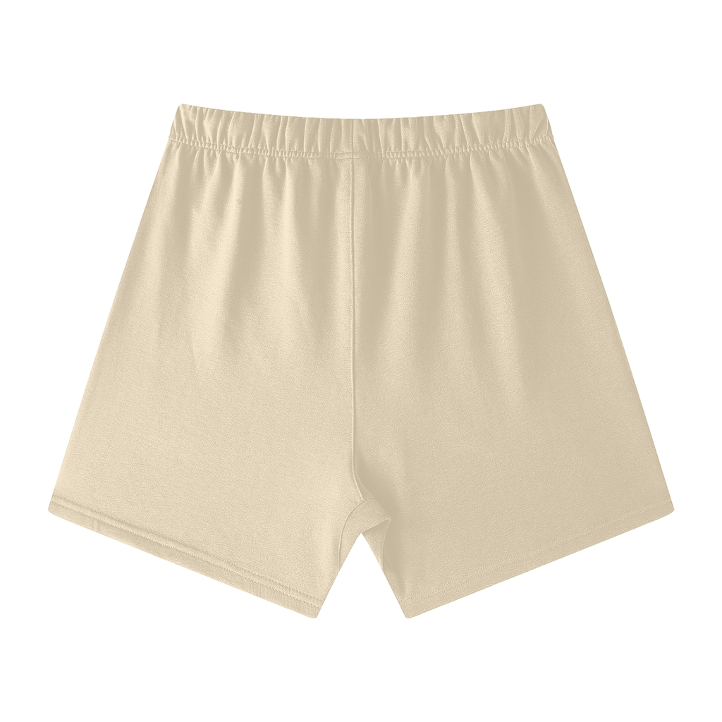Unisex Earth Tone Loose Fit Cotton Shorts w/ Custom Graphic Design_Only Fluffy Girl Energy_Front
