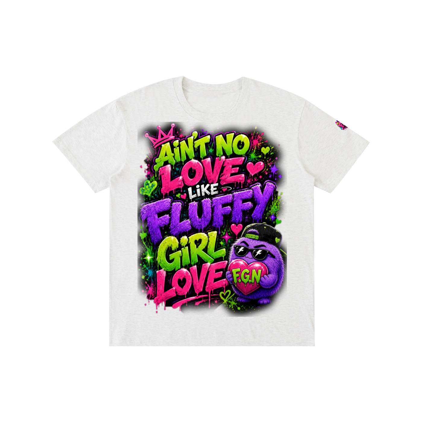 Pure Cotton Unisex T-Shirt w/ Custom Graphic Design_Ain't No Love_Front & FGN Logo_Left Sleeve