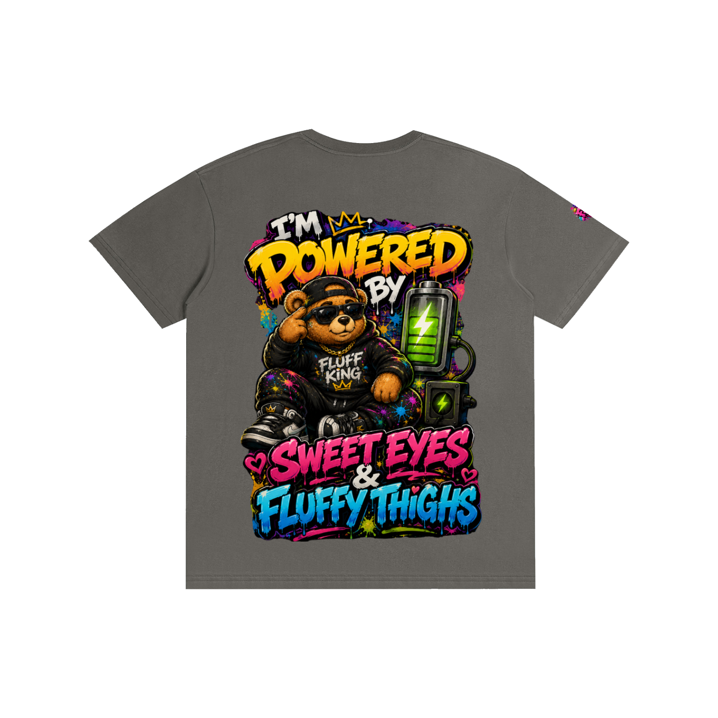 Pure Cotton Unisex T-Shirt w/ Custom Graphic Design_I'm Powered By_Back & FGN Logo_Right Sleeve