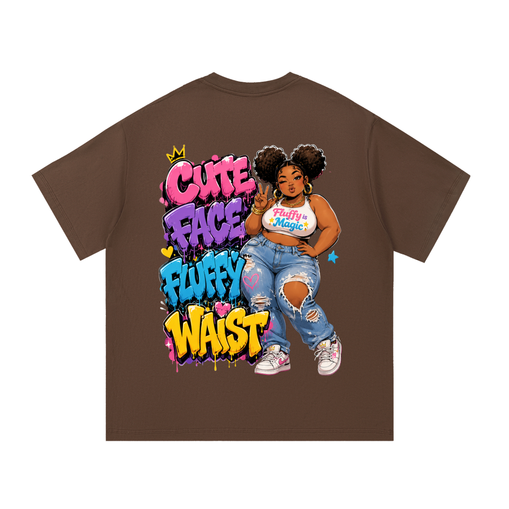 Essential Cotton T-Shirt Cute Face Fluffy Waist-Back