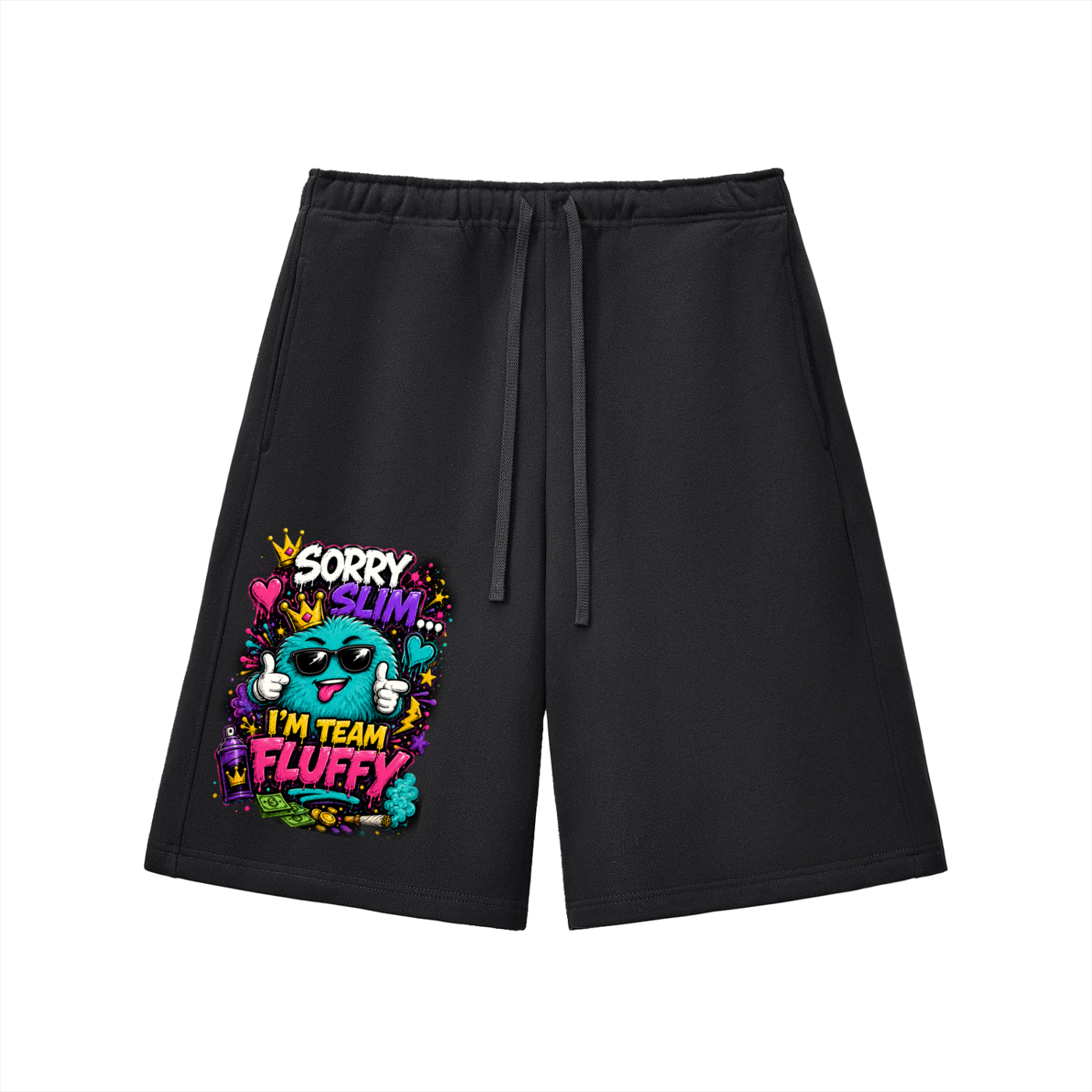 Essential Heavyweight Fleece Shorts w/ Custom Graphic Design_Sorry Slim I'm_Front