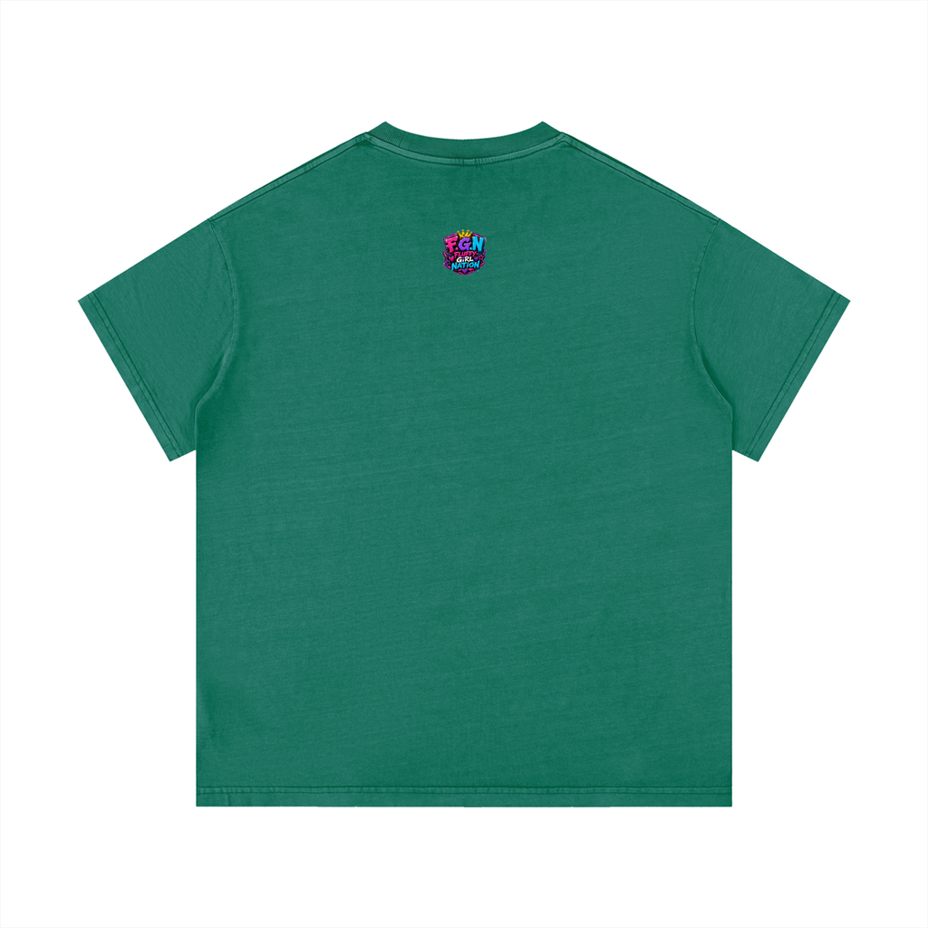 Vintage Wash Cotton T-Shirt w/ Custom Graphic Design_Heavy on the Curves_Front & FGN Logo_Back