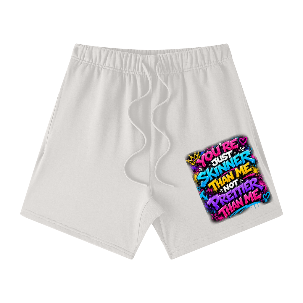 Earth Tone Loose Fit Cotton Shorts You're Skinner Than Me...-Front