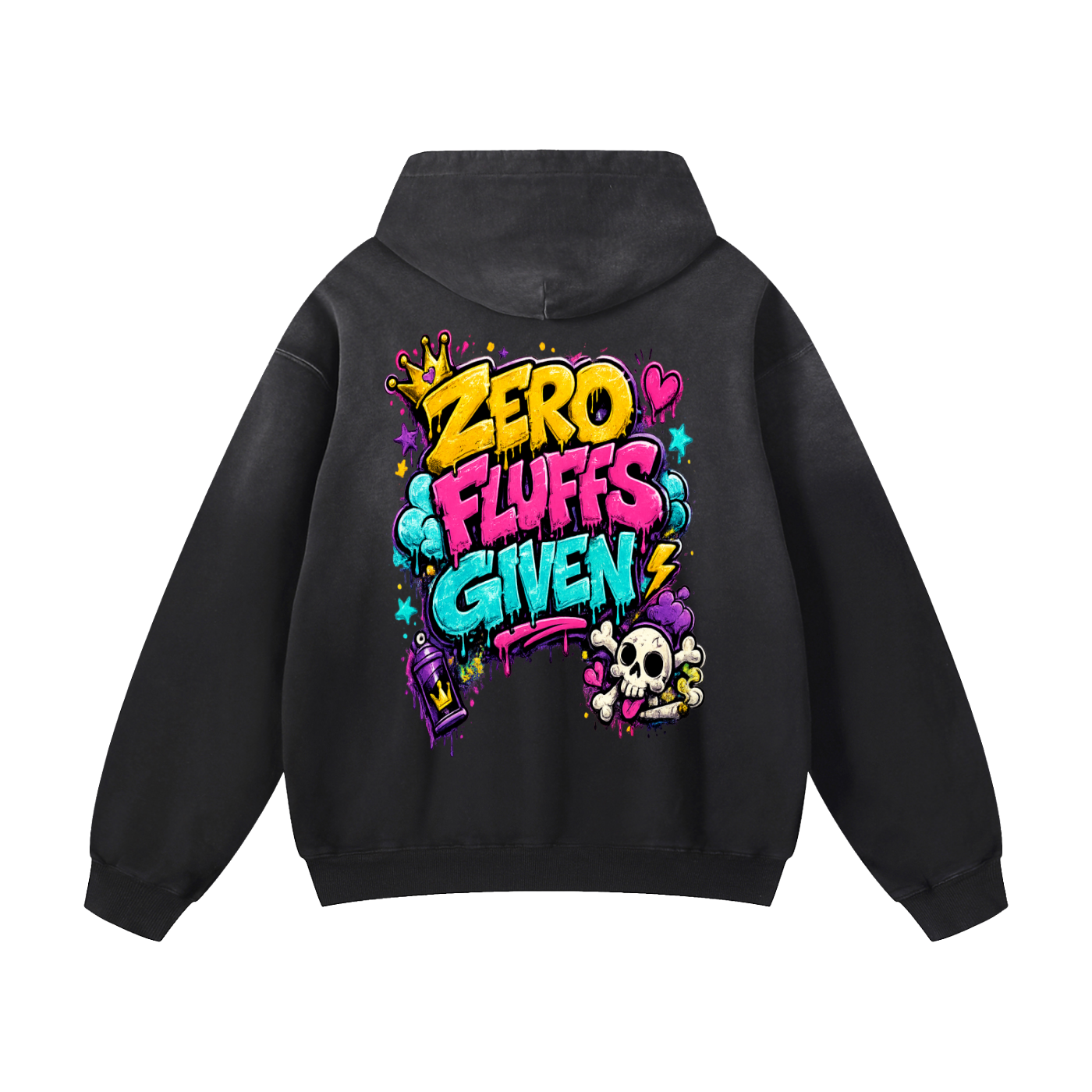Heavyweight Sunfade Oversized Hoodie w/ Custom FGN Logo Front & Zero Fluffs Given Graphic Design Back