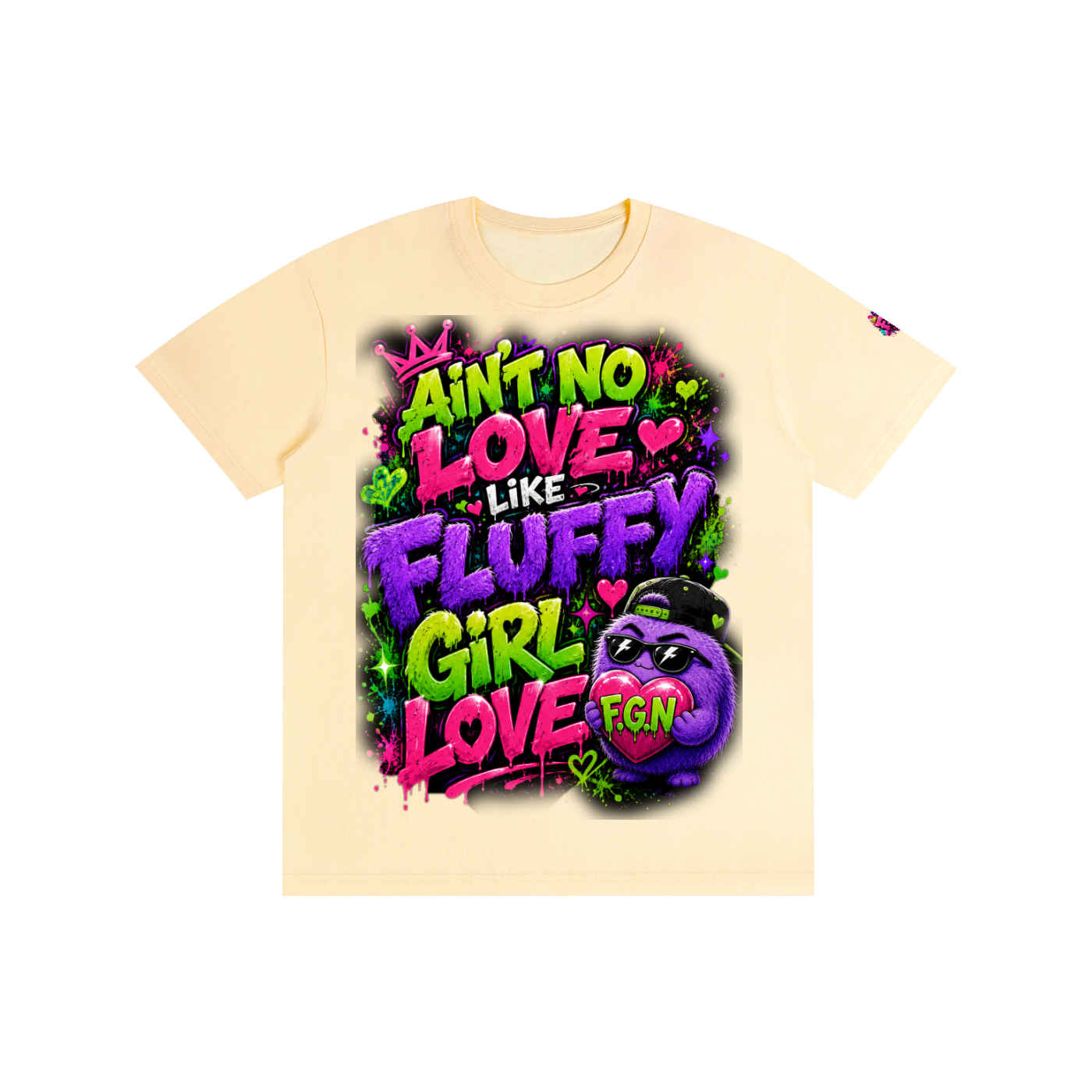 Pure Cotton Unisex T-Shirt w/ Custom Graphic Design_Ain't No Love_Front & FGN Logo_Left Sleeve