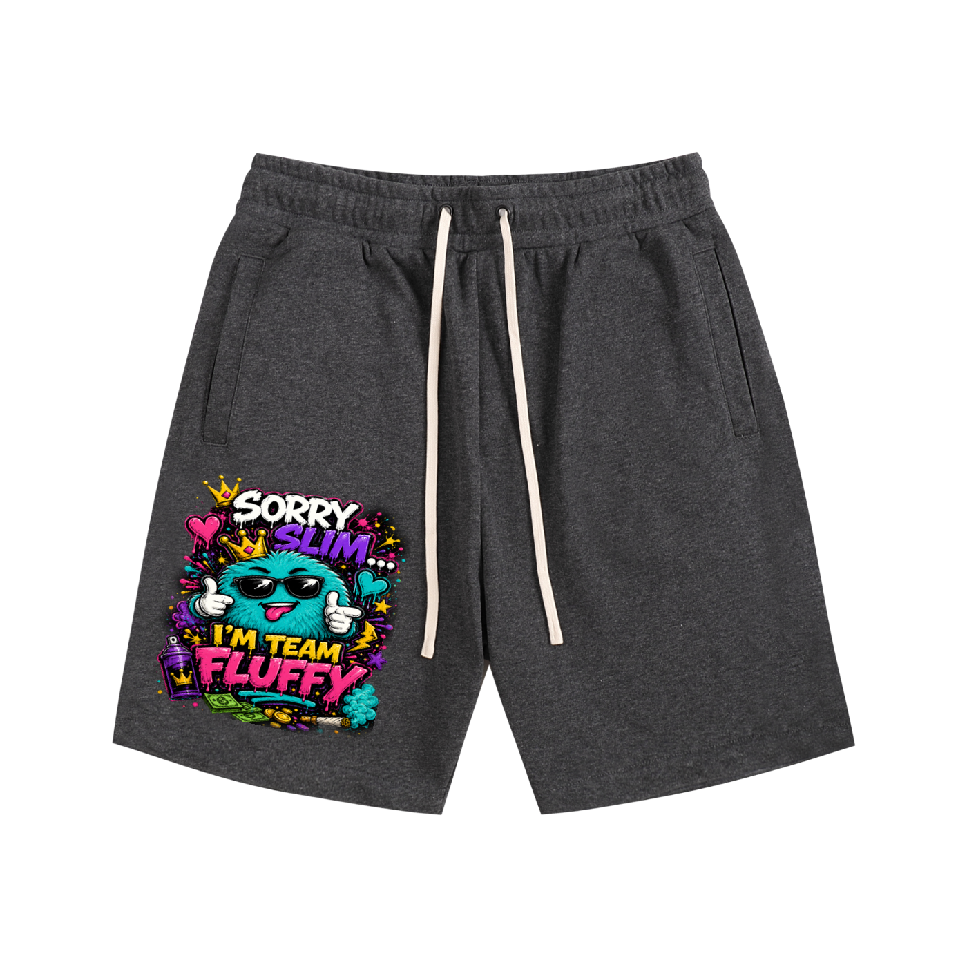 Essential Cotton Shorts w/ Custom Graphic Design_Sorry Slim I'm_Front