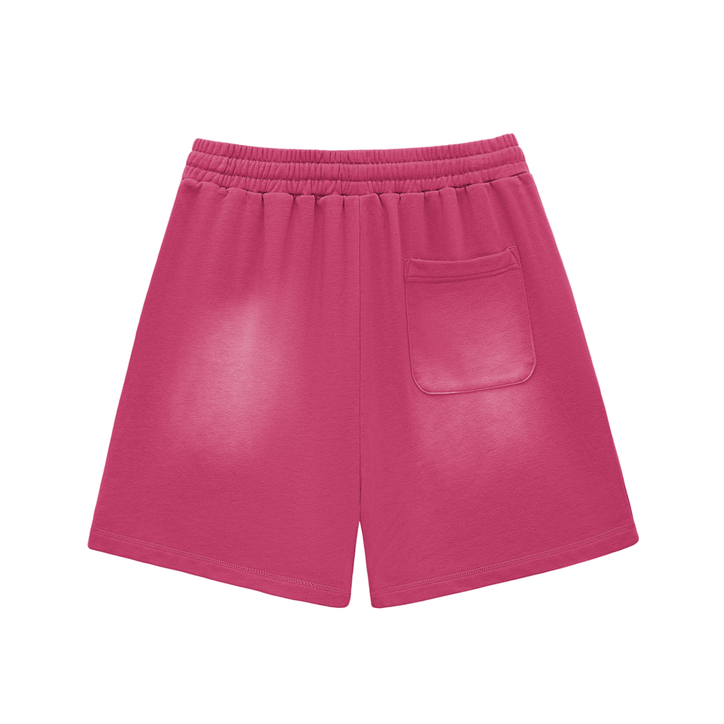 Sun Fade Raw Edge Cotton Shorts w/ Custom Zero Fluffs Given Graphic Design Front