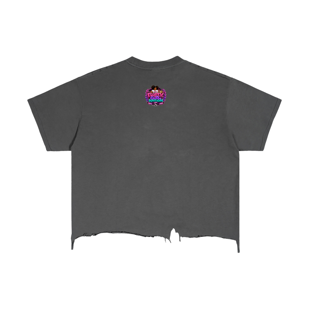 Vintage Wash Boxy Distressed Hem w/ Custom Zero Fluffs Given Graphic Design Front & FGN Logo Back T-Shirt