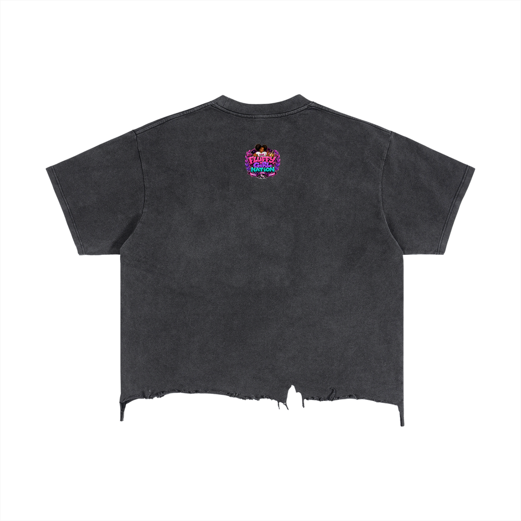 Vintage Wash Boxy Distressed Hem w/ Custom Zero Fluffs Given Graphic Design Front & FGN Logo Back T-Shirt
