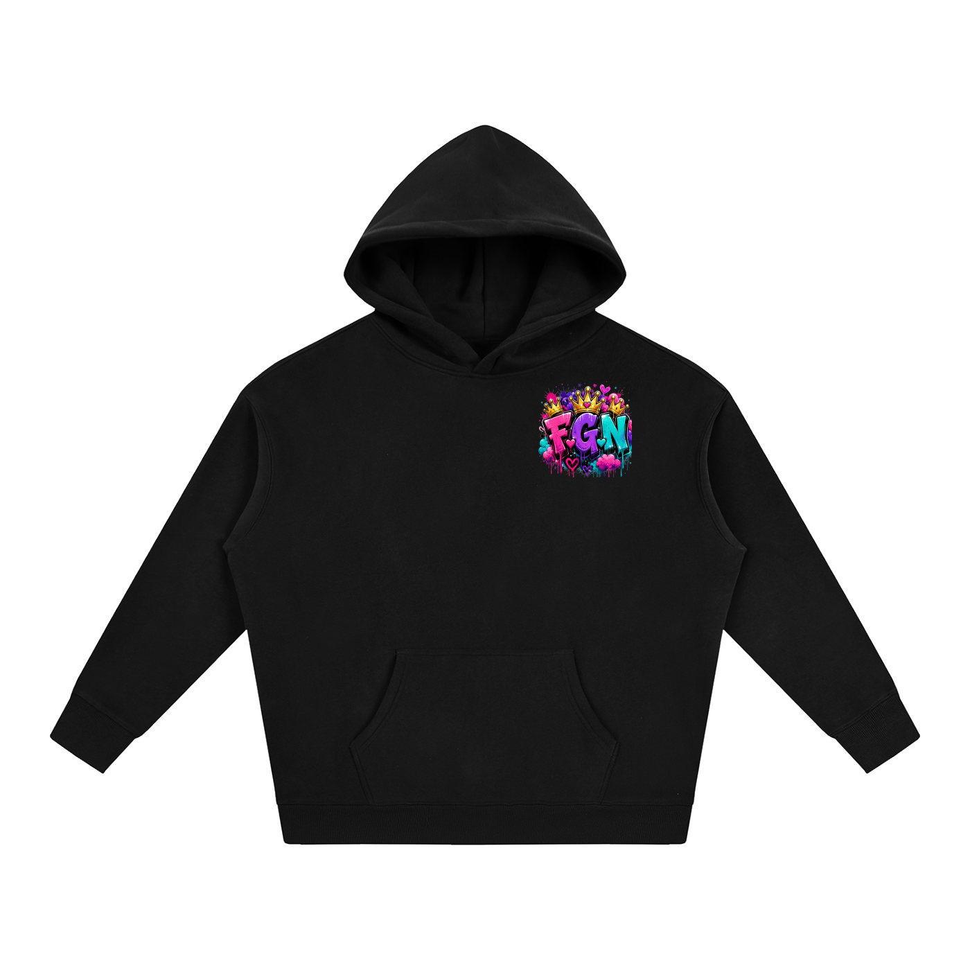 Oversize Fleeced Hoodie w/ Custom FGN Logo Front & FGN Graphic Design Back