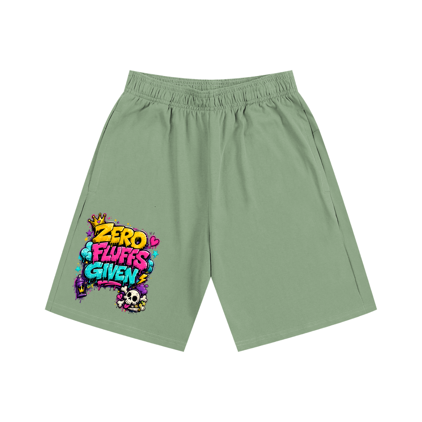 Essential Heavyweight Cotton Shorts w/ Custom Graphic Design-Front Zero Fluffs Given