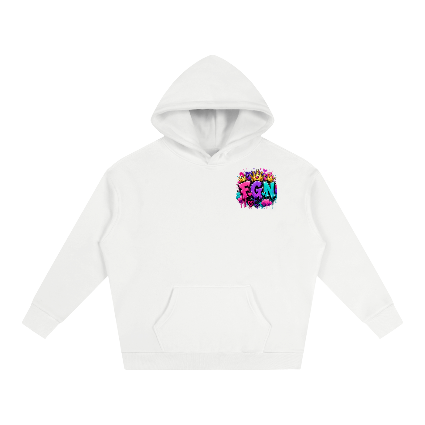 Oversize Fleeced Hoodie w/ Custom FGN Logo Front & FGN Graphic Design Back