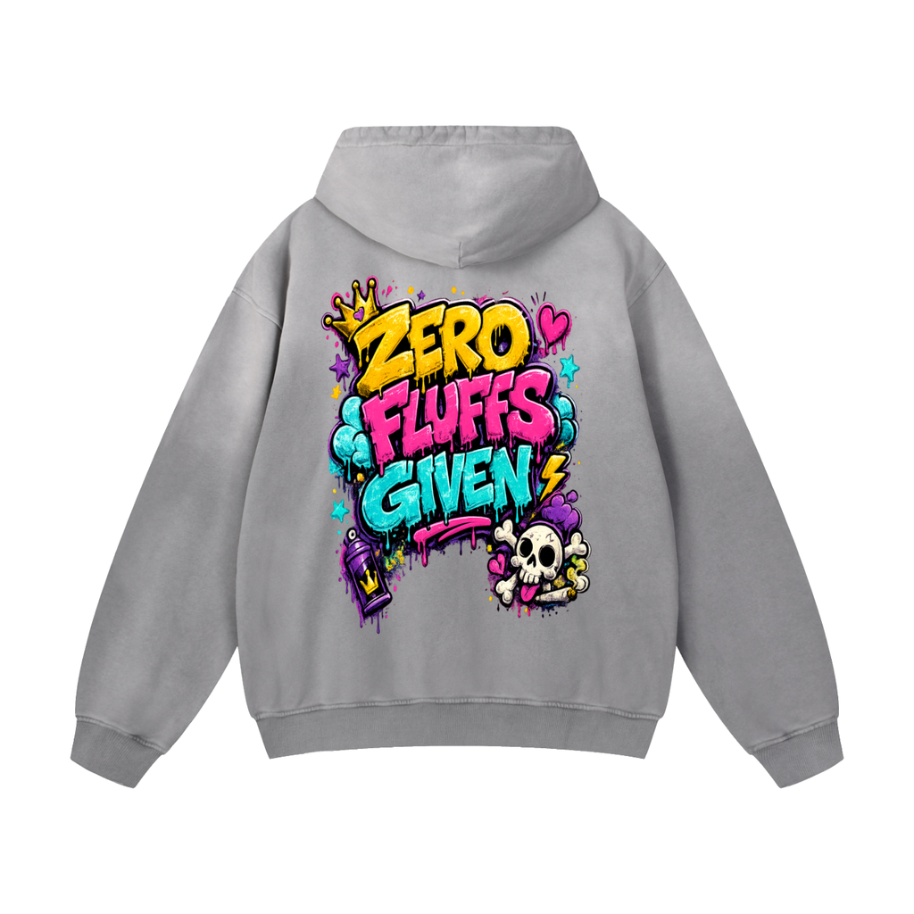 Heavyweight Sunfade Oversized Hoodie w/ Custom FGN Logo Front & Zero Fluffs Given Graphic Design Back