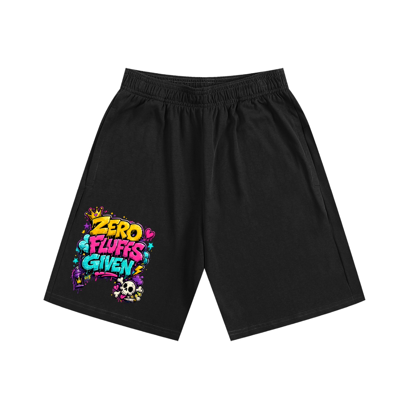 Essential Heavyweight Cotton Shorts w/ Custom Graphic Design-Front Zero Fluffs Given