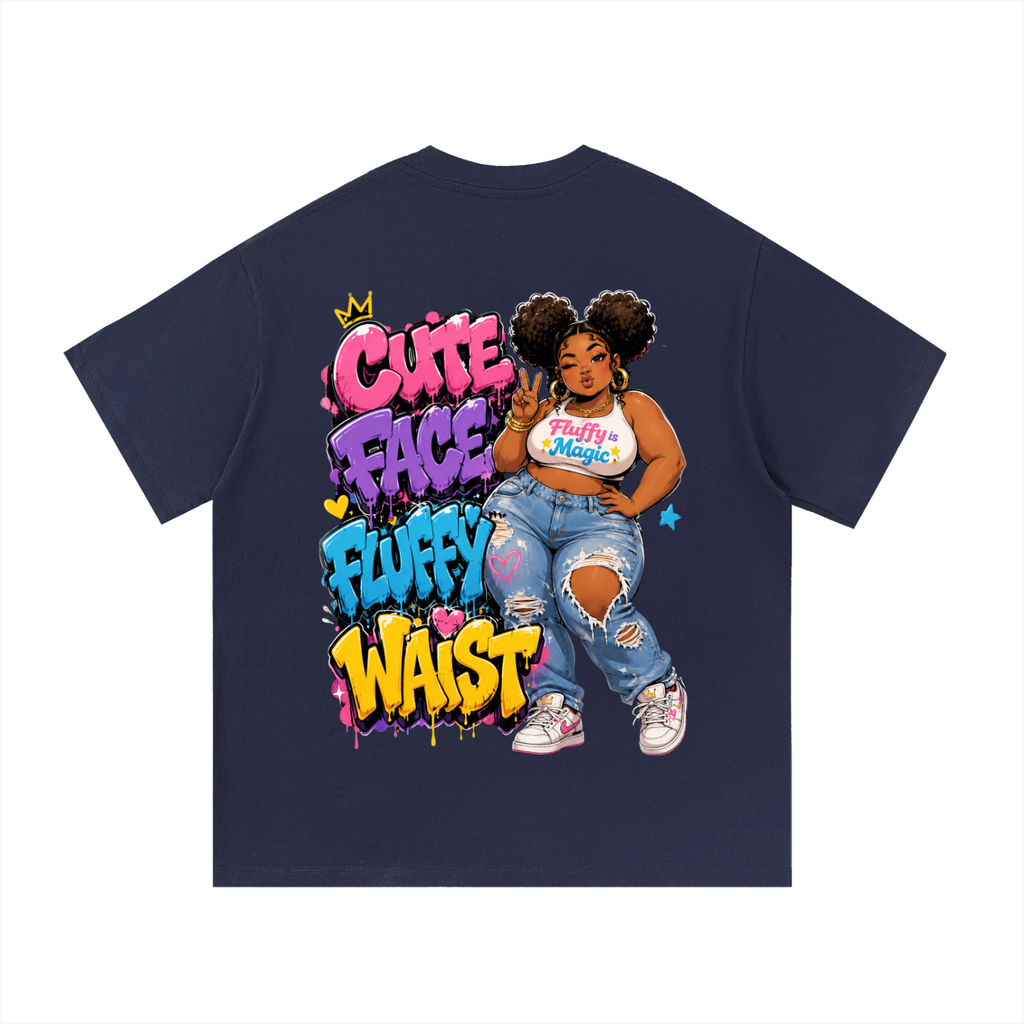 Essential Cotton T-Shirt Cute Face Fluffy Waist-Back