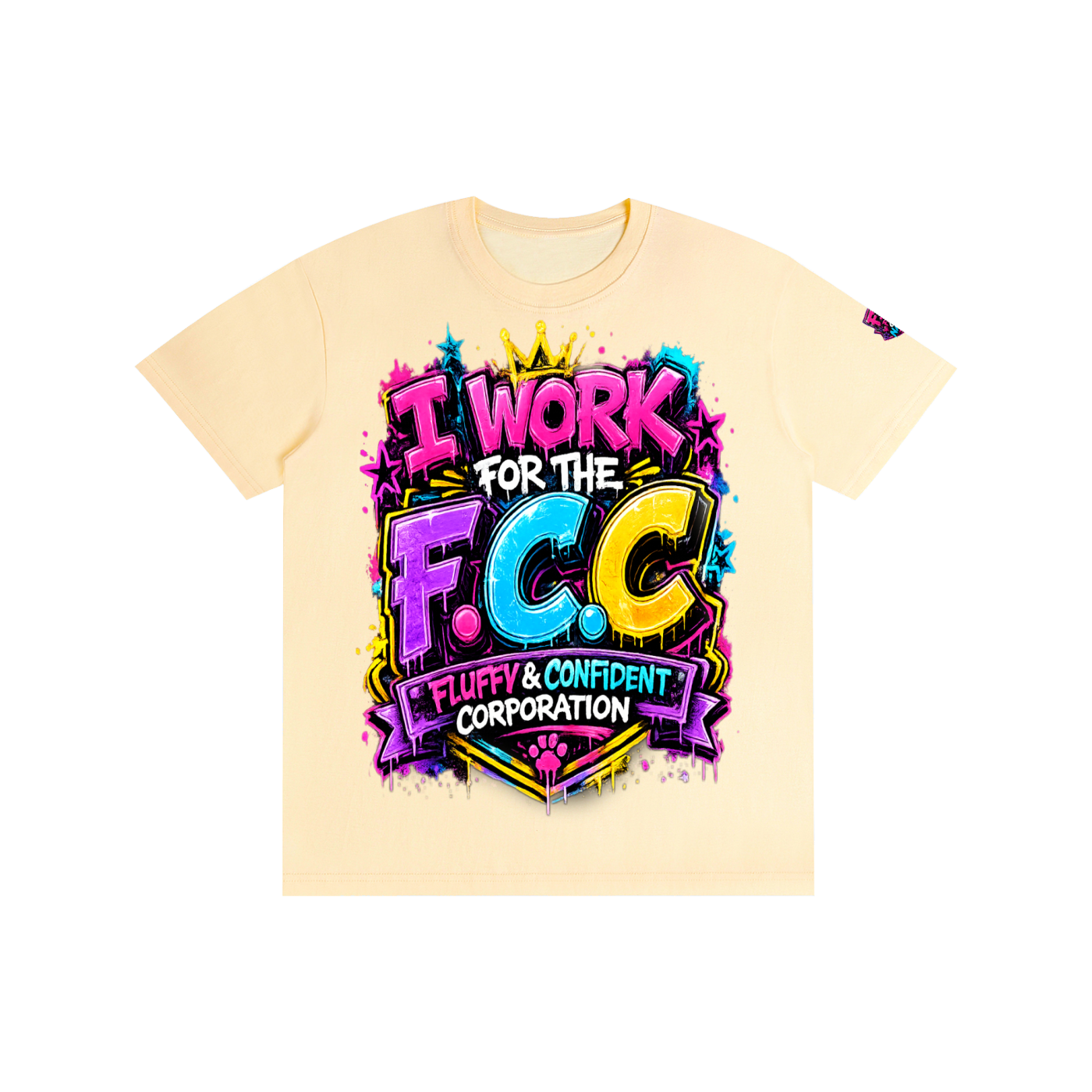 Pure Cotton Unisex T-Shirt w/ Custom Graphic Design Front-F.C.C & FGN Logo Left Sleeve