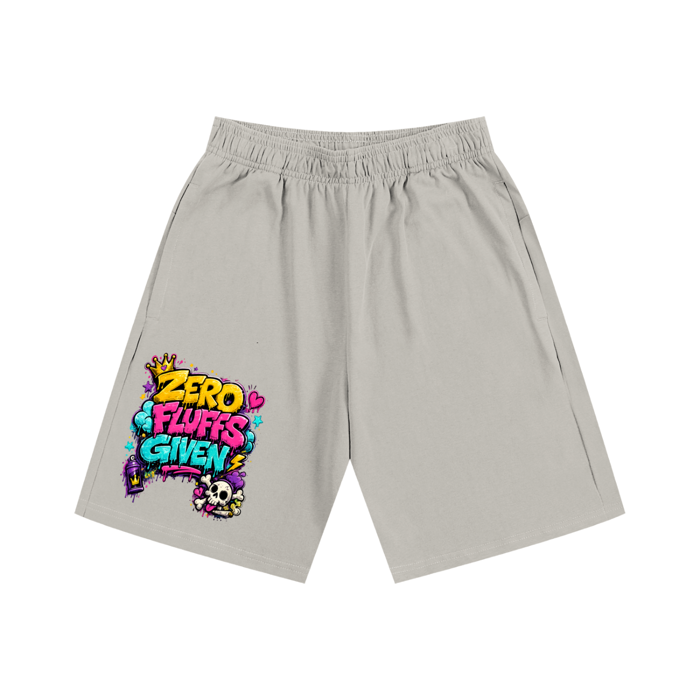 Essential Heavyweight Cotton Shorts w/ Custom Graphic Design-Front Zero Fluffs Given