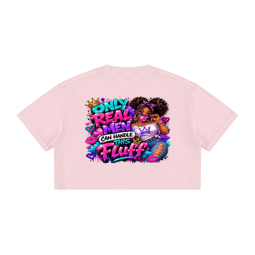 Women's Mineral Wash Cotton Crop T-Shirt w/Custom Graphic Design_Only Real Men Can_Back & FGN Logo_Front