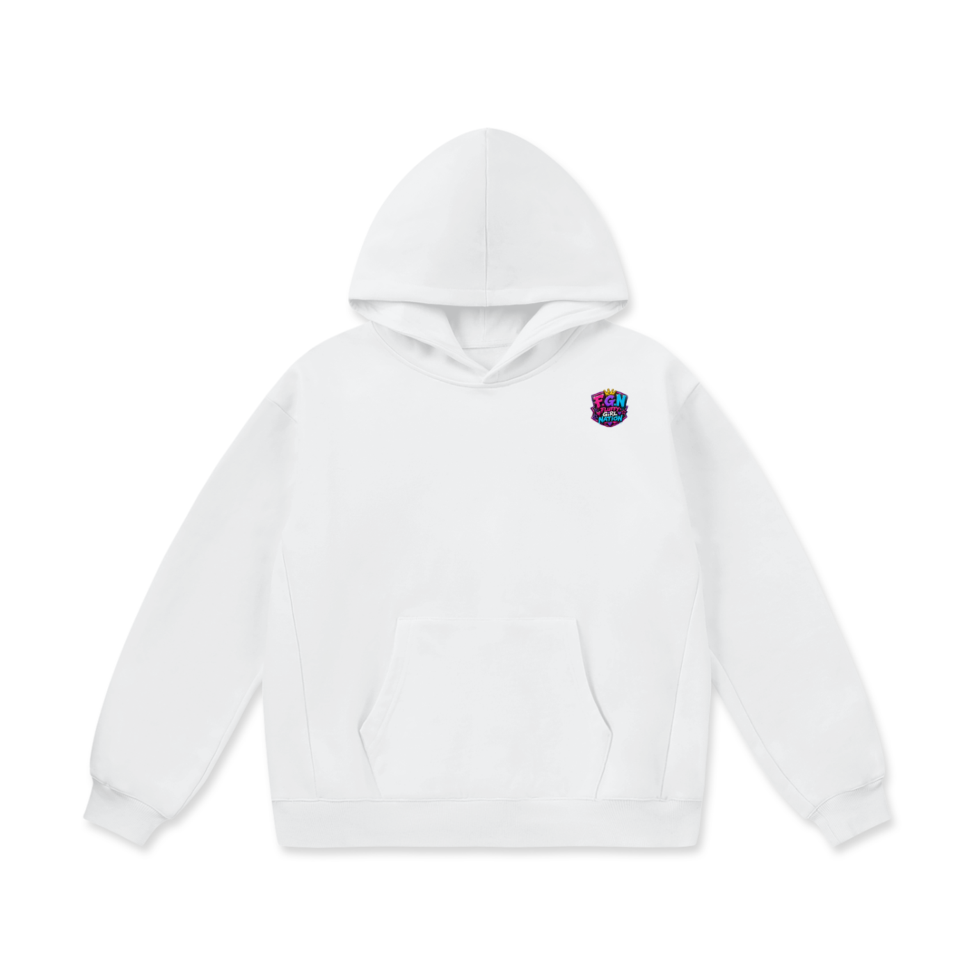 Oversize Heavyweight Fleece Hoodie w/ Custom Graphic Design _Powered By_Back & FGN Logo _Front
