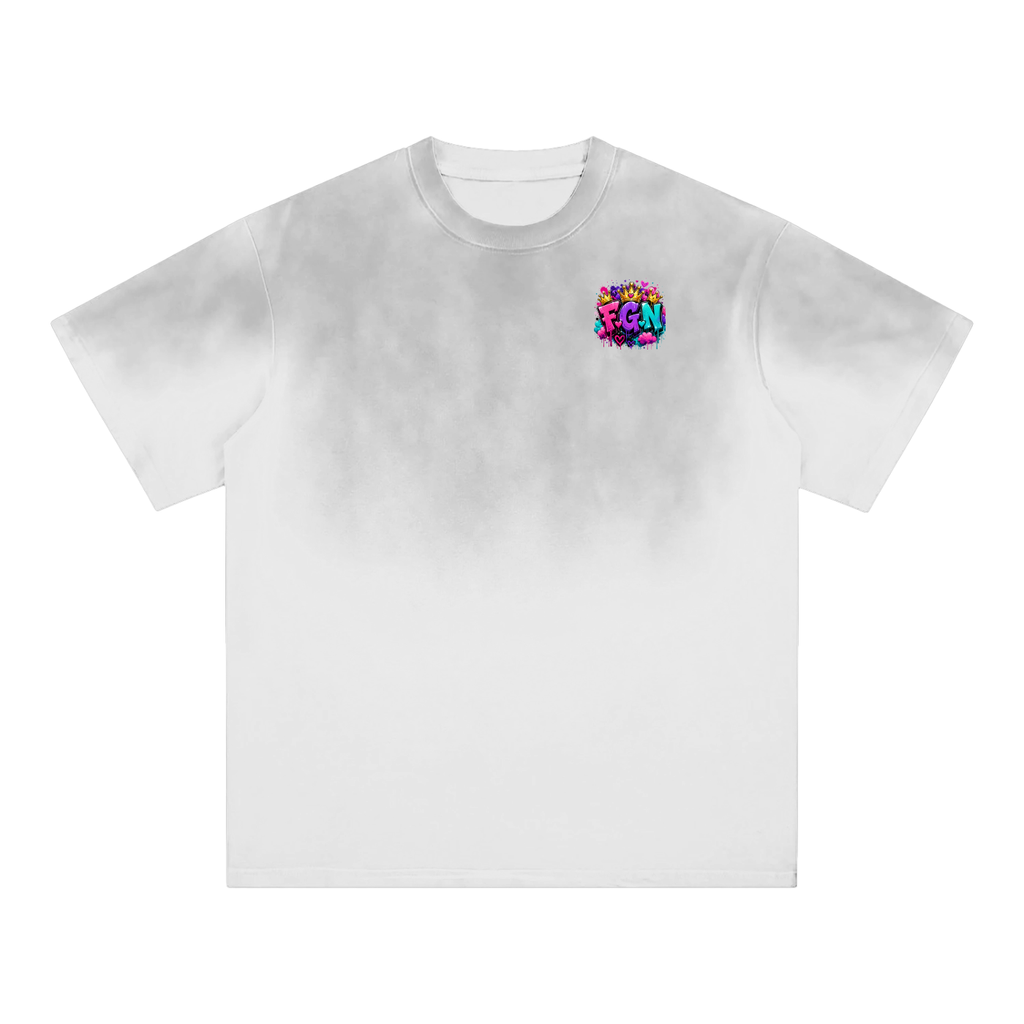 Sunfade Edge Gradient T-Shirt w/ Custom FGN Logo Front & Zero Fluffs Given Graphic Design Back
