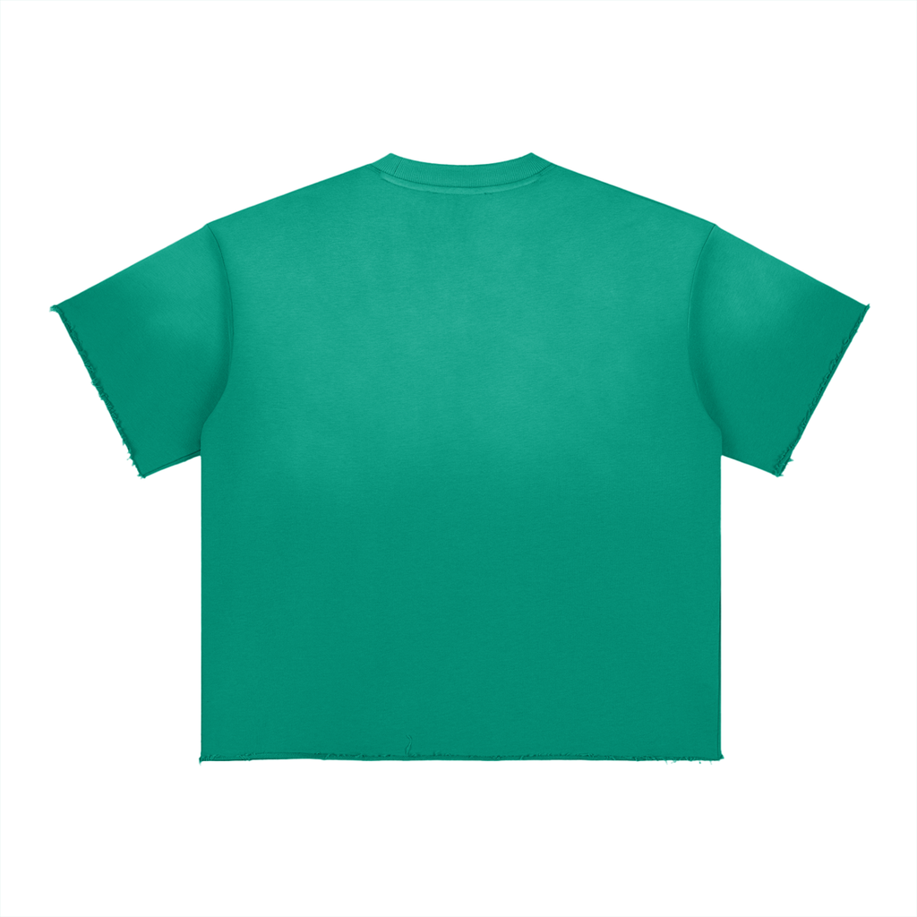 Sun Fade Raw Edge T-Shirt w/ Custom Graphic Design Zero Fluffs Given...Front