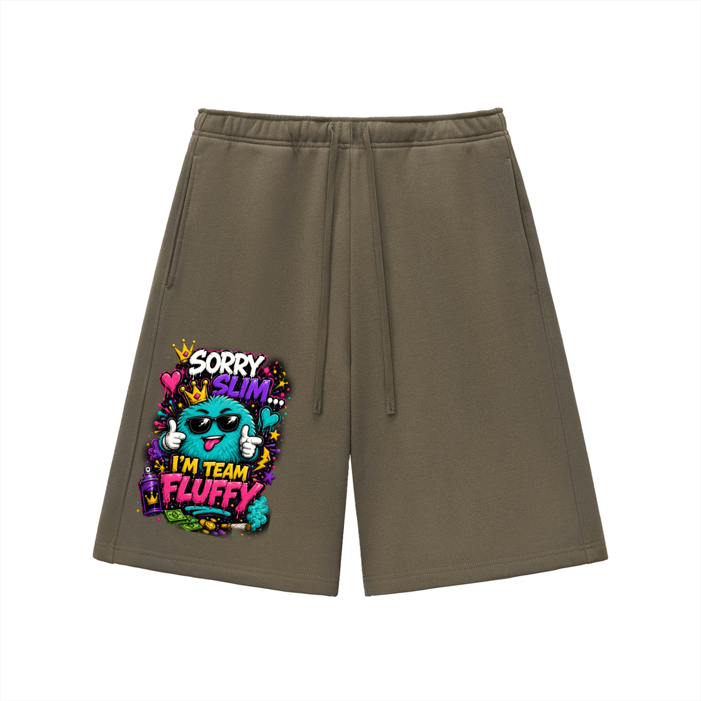 Essential Heavyweight Fleece Shorts w/ Custom Graphic Design_Sorry Slim I'm_Front