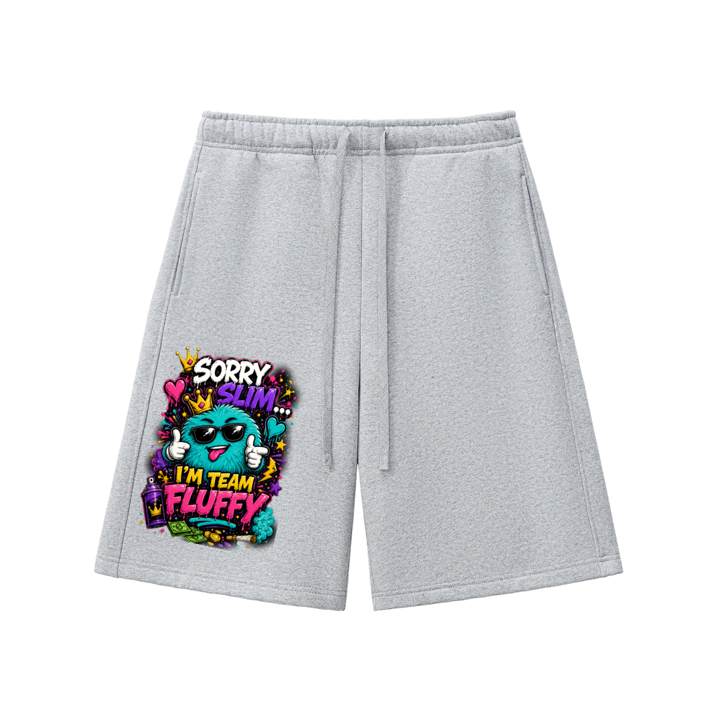 Essential Heavyweight Fleece Shorts w/ Custom Graphic Design_Sorry Slim I'm_Front